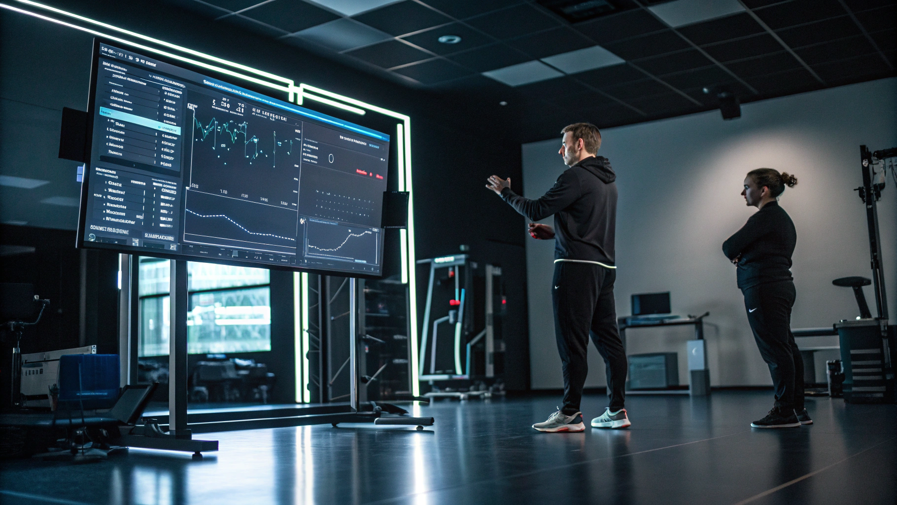 Sports performance specialist conducting a 1-on-1 individual kinetic assessment and joint mobility screen with an athlete
